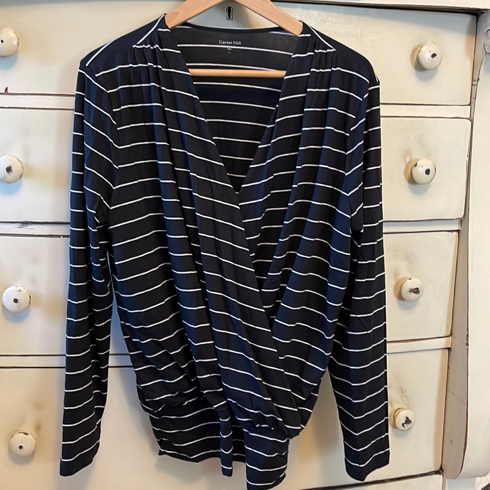 NWOT Garnet Hill Drape / Wrap Front Knit Top